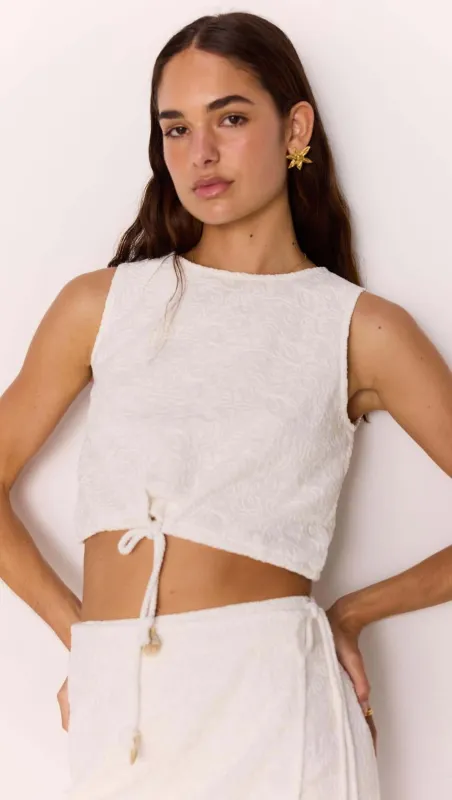 White Tie-Waist Crop Top sold by MINKPINK