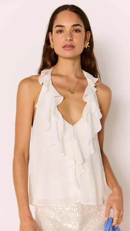 White Ruffle Halter Top sold by MINKPINK
