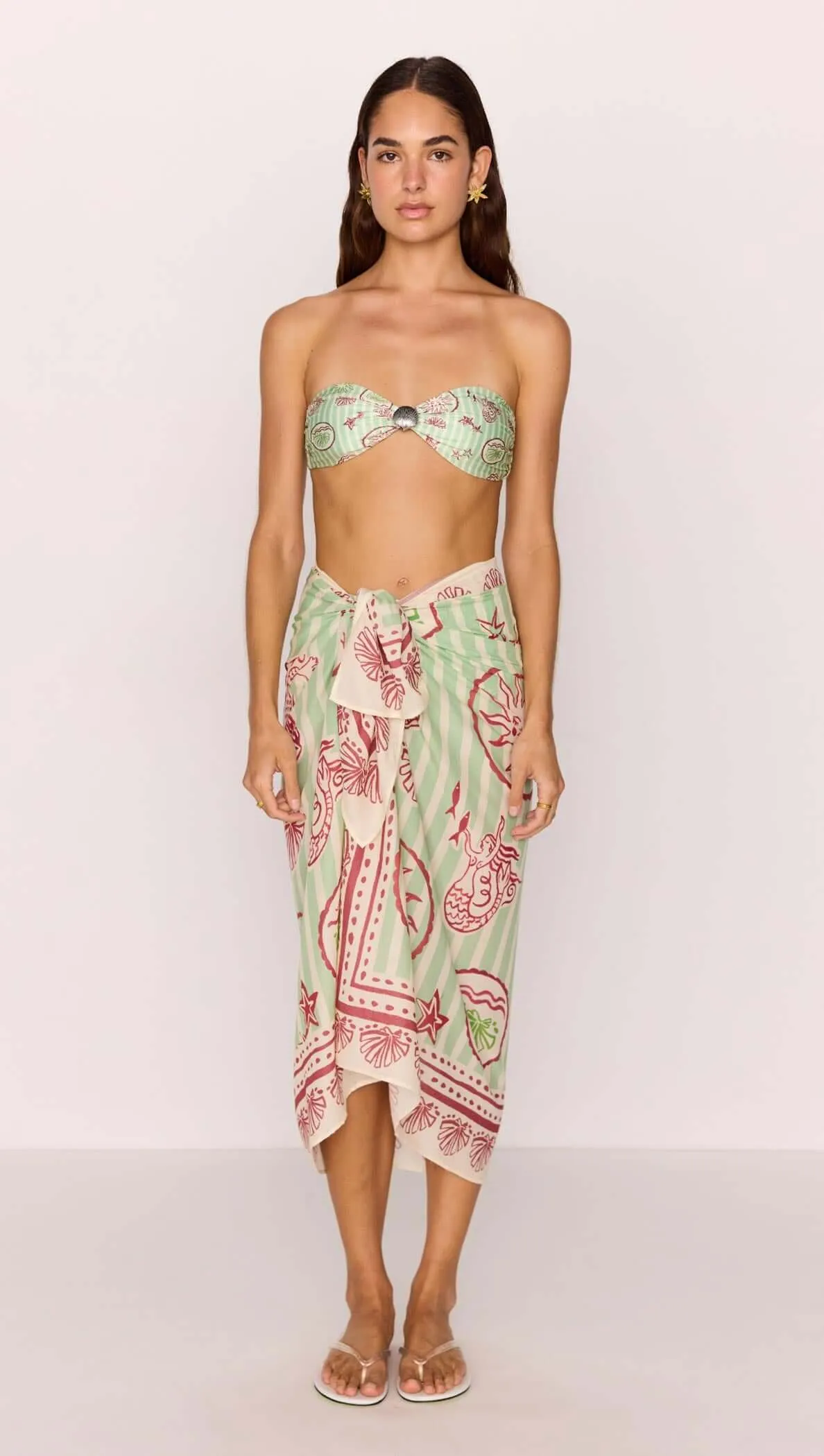 Green Stripe Printed Sarong sold by MINKPINK