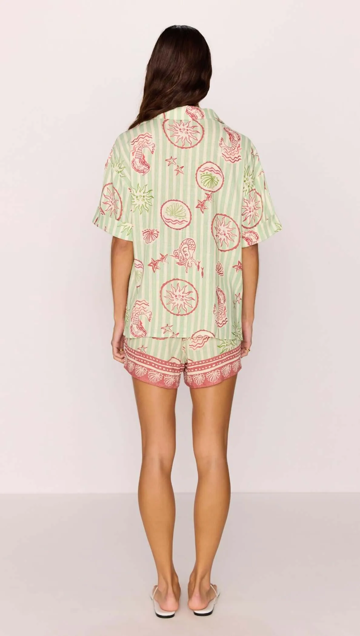 Linen Blend Green Stripe Printed Shirt sold by MINKPINK product image thumbnail 4