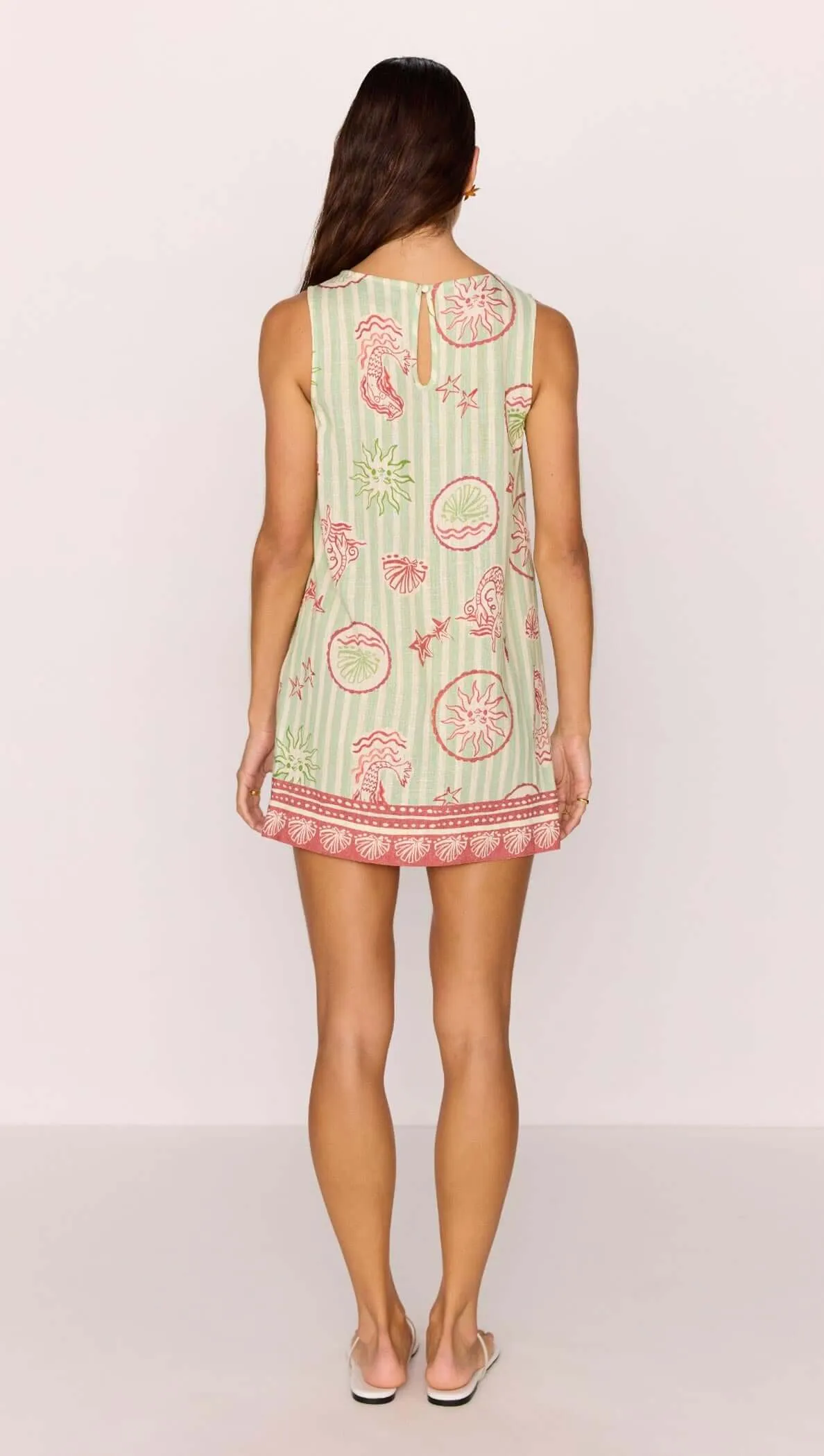 Linen Blend Green Stripe Printed Shift Mini Dress sold by MINKPINK product image thumbnail 4