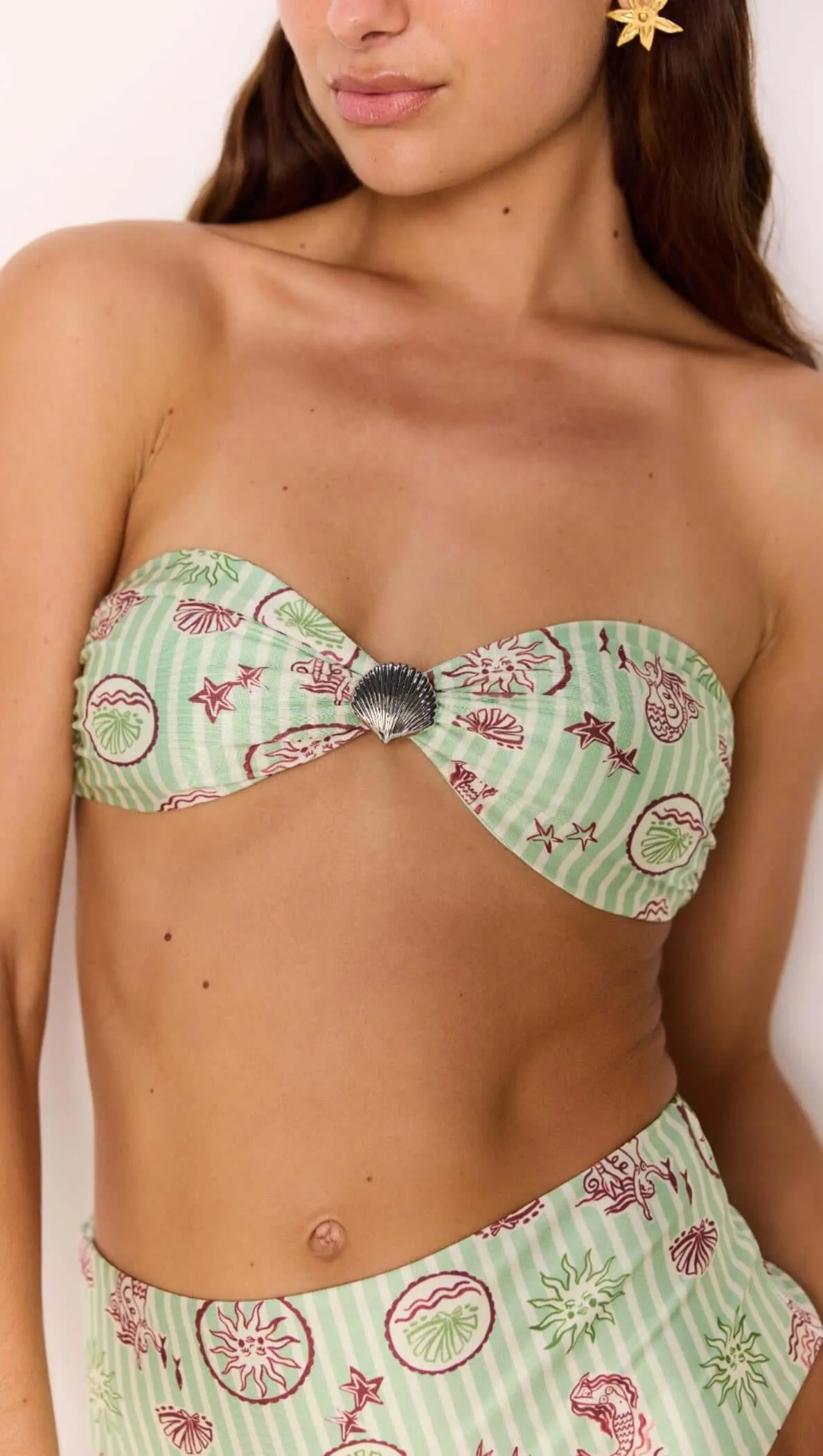 Green Stripe Printed High Waist Bikini Bottoms sold by MINKPINK product image thumbnail 3