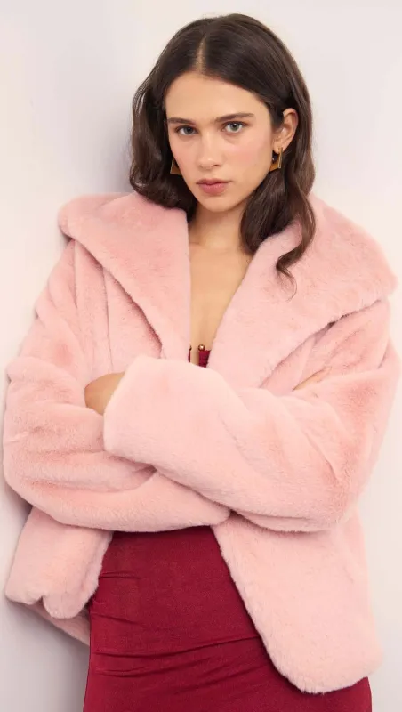 Dusty Pink Faux Fur Coat sold by MINKPINK