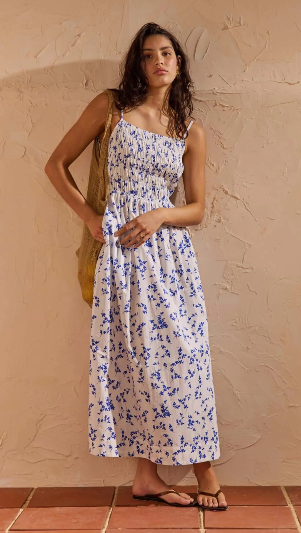 Blue Floral Cotton Backless Midi Dress sold by MINKPINK
