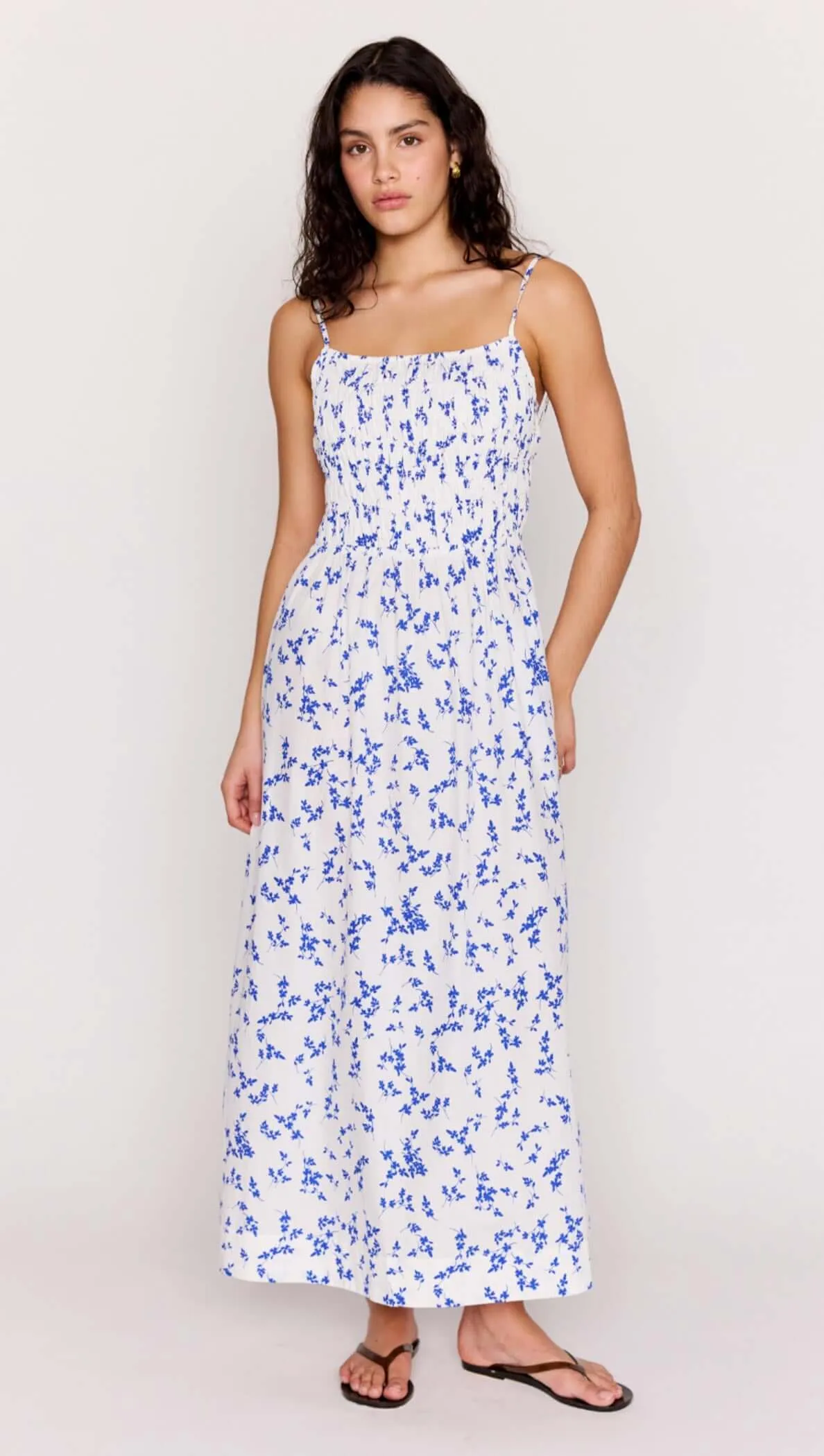 Blue Floral Cotton Backless Midi Dress sold by MINKPINK product image thumbnail 4