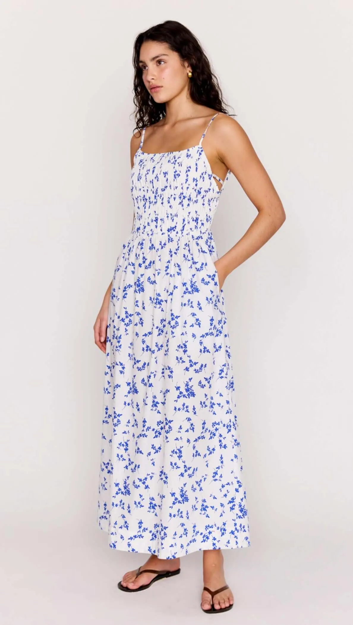Blue Floral Cotton Backless Midi Dress sold by MINKPINK product image thumbnail 5