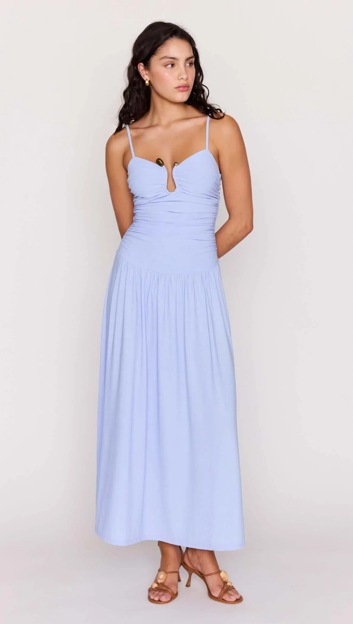 Powder Blue Mesh Drop Waist Maxi Dress sold by MINKPINK product image thumbnail 4