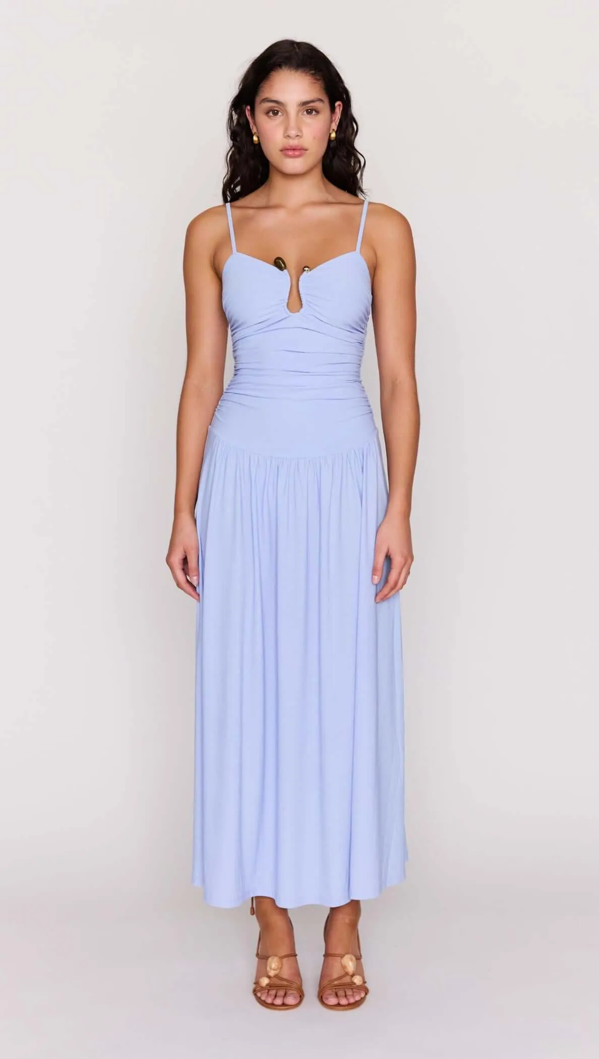 Powder Blue Mesh Drop Waist Maxi Dress sold by MINKPINK