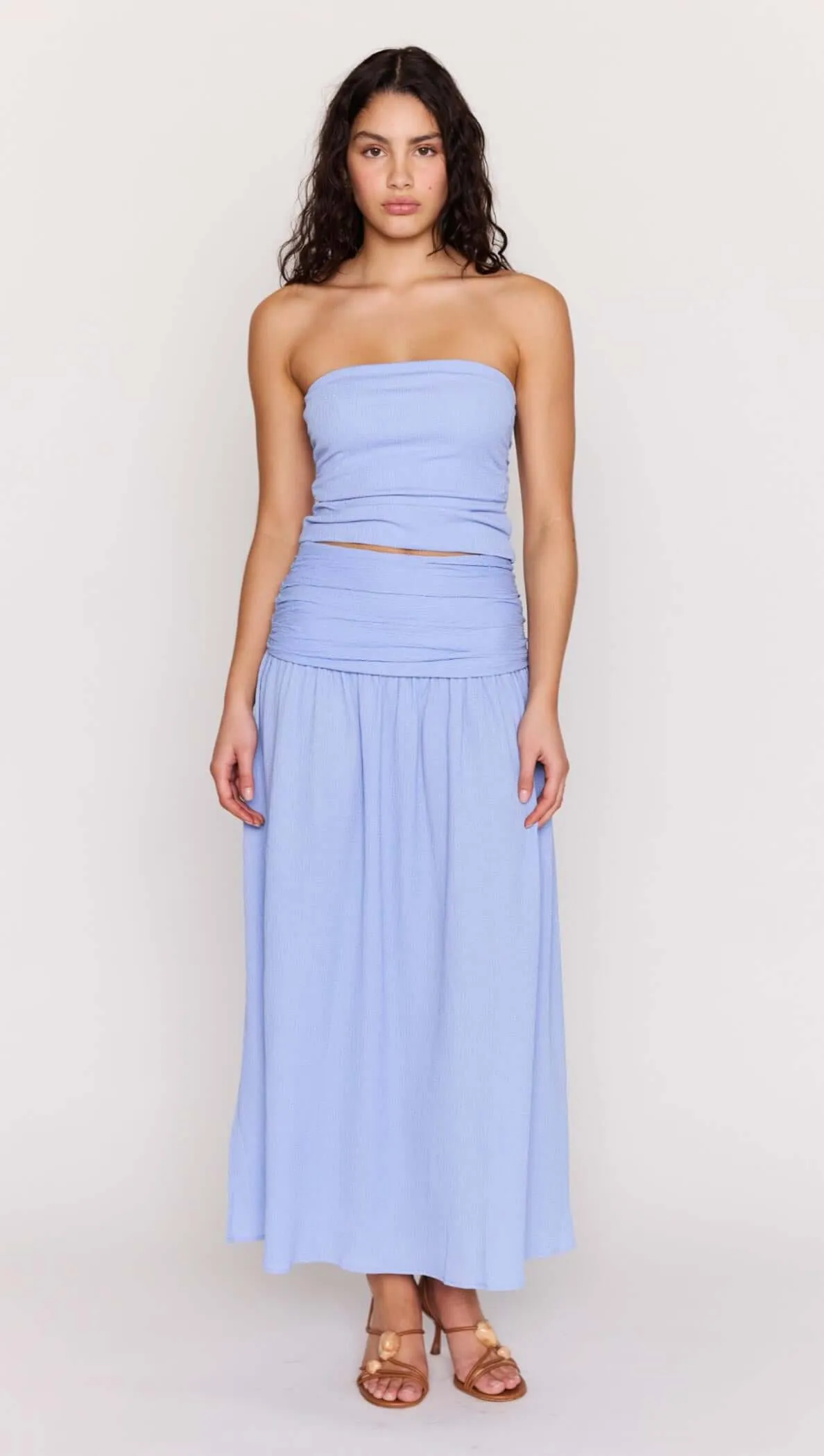 Powder Blue Yoke Detail Maxi Skirt sold by MINKPINK product image thumbnail 3
