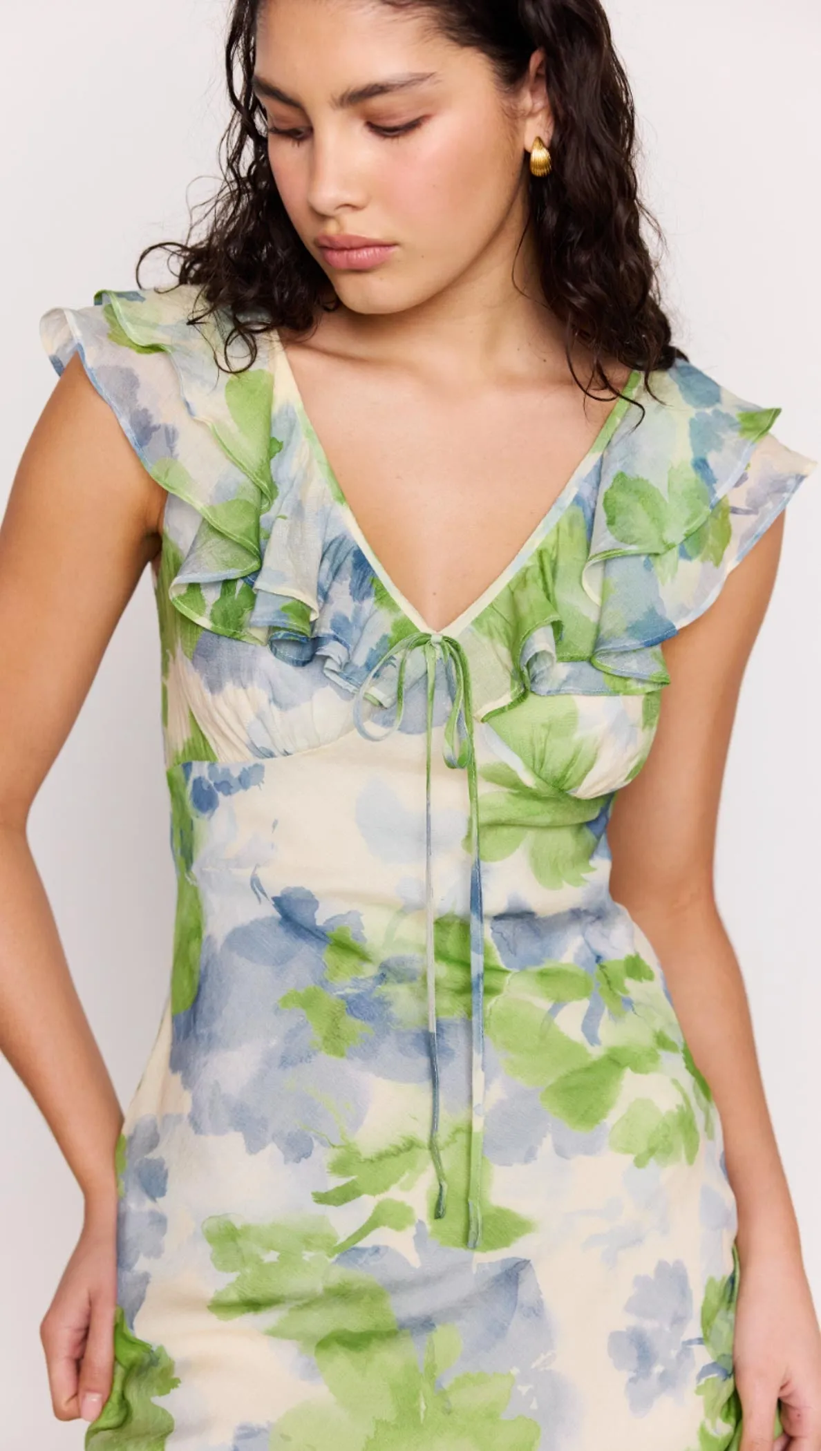 Watercolour Ruffled Midi Dress sold by MINKPINK product image thumbnail 3