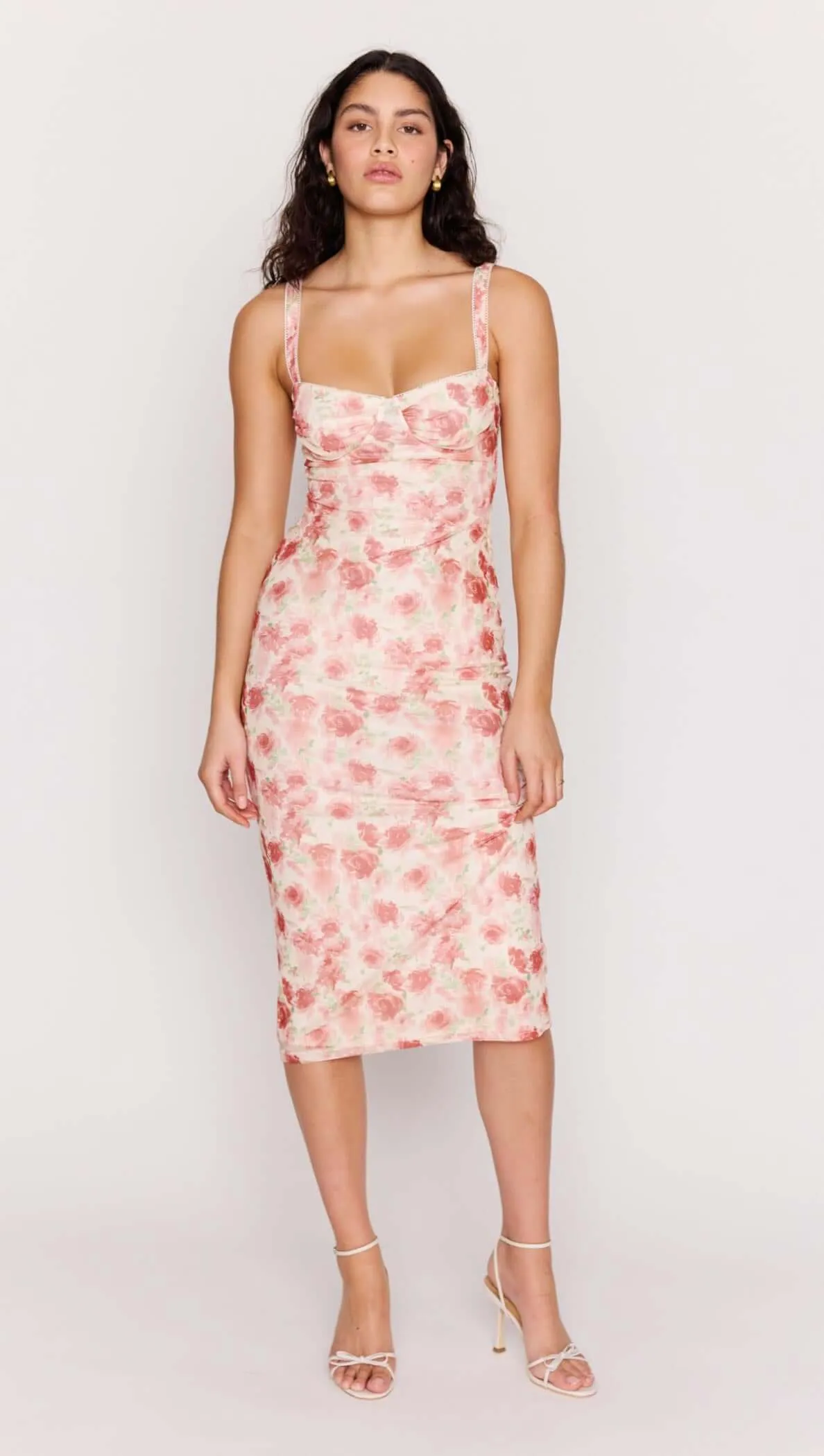 Pink Floral Bustier Mesh Midi Dress sold by MINKPINK product image thumbnail 5