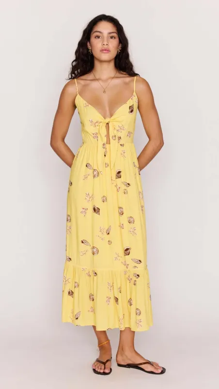 Yellow Printed ECOVERO Summer Midi Dress made by MINKPINK
