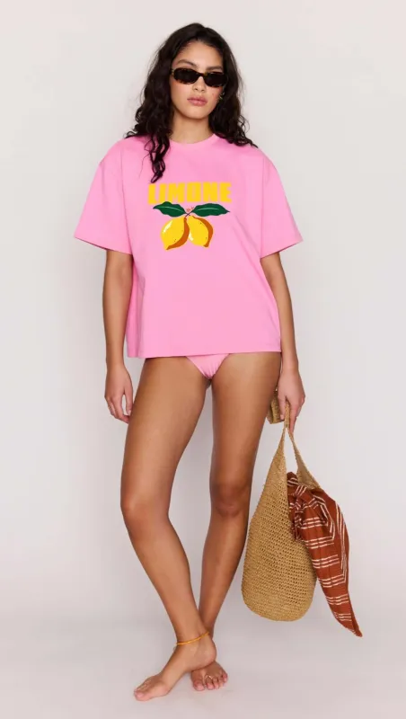 Pink Citrus Print Relaxed Oversized Cotton Tee sold by MINKPINK