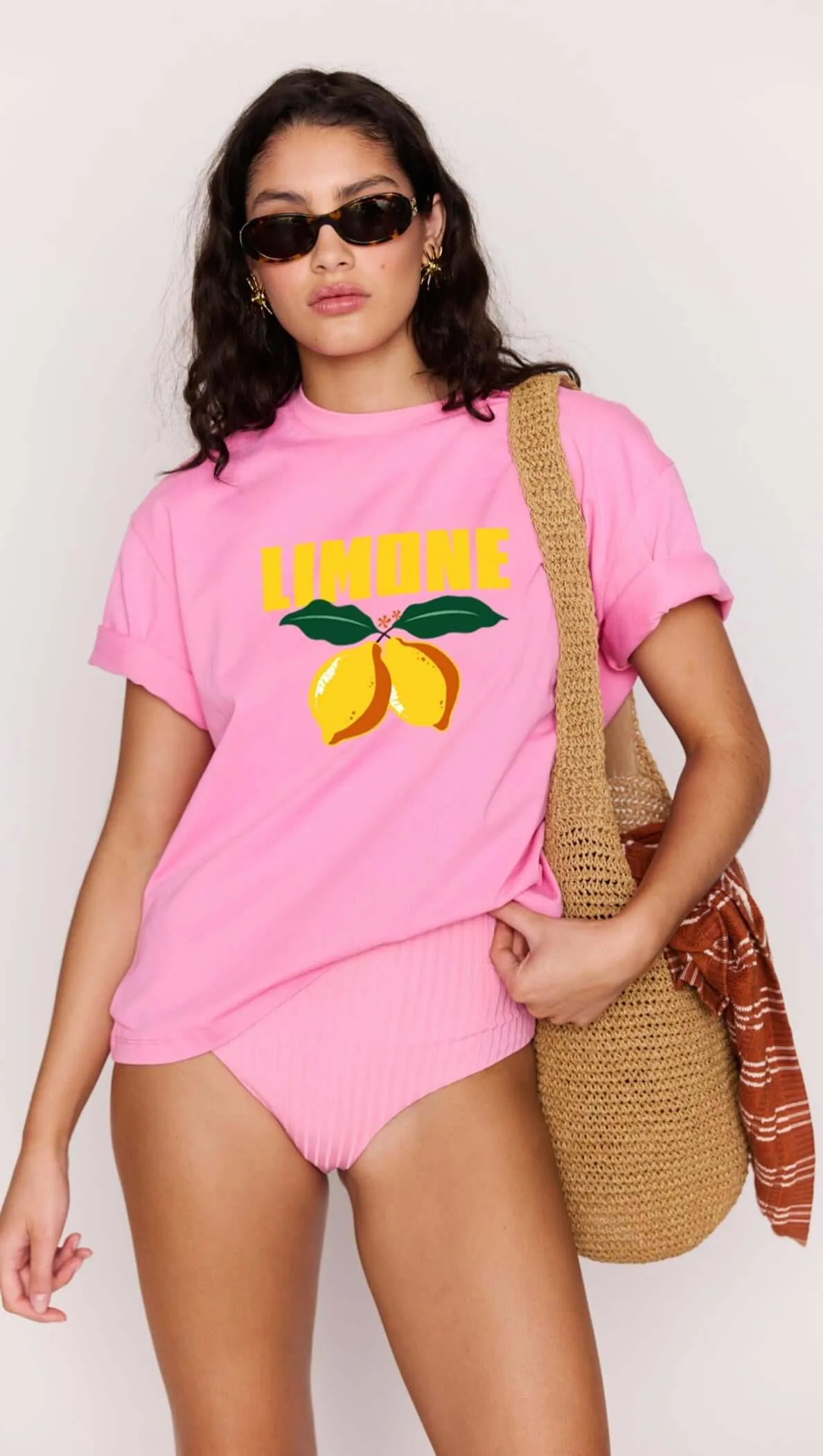 Pink Citrus Print Relaxed Oversized Cotton Tee sold by MINKPINK product image thumbnail 2