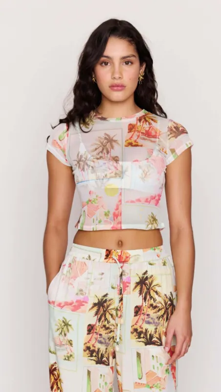 Palm Print Cropped Mesh Tee sold by MINKPINK
