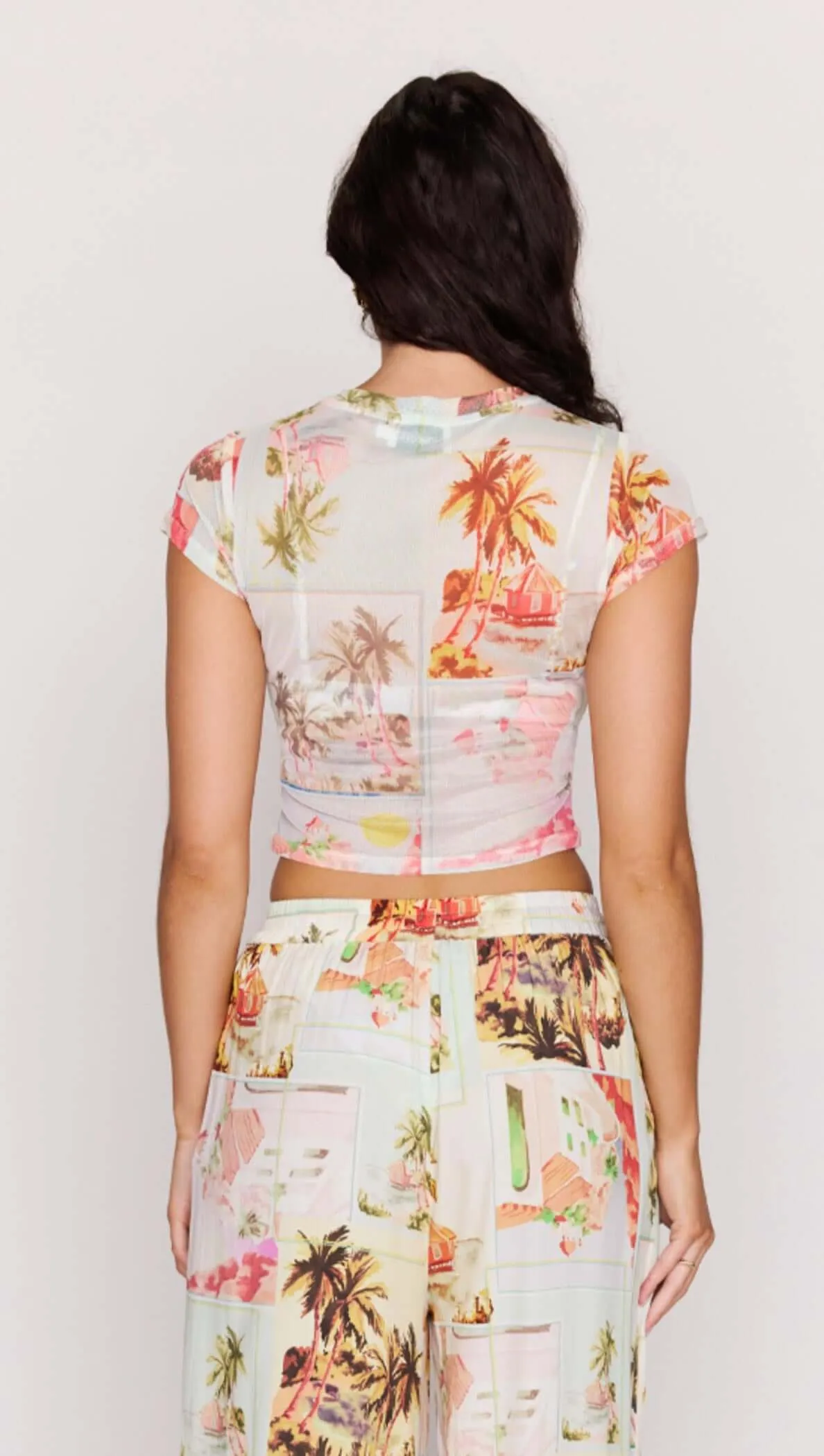 Palm Print Cropped Mesh Tee sold by MINKPINK product image thumbnail 5