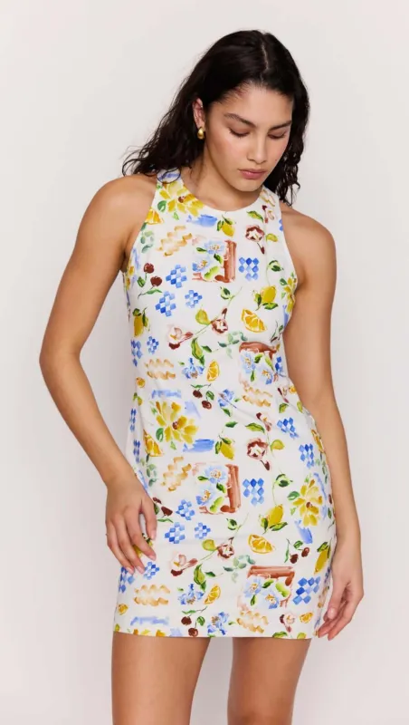 Mediterranean Print Open Back Mini Dress sold by MINKPINK