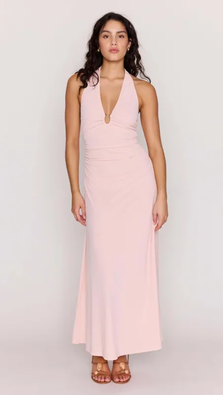 Pink Halter Neck Ruched Midi Dress sold by MINKPINK