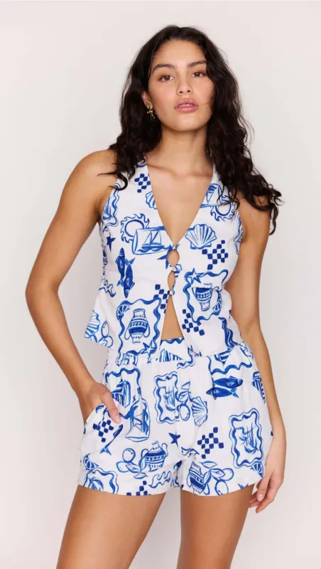 Blue Summer Cotton Blend Vest Top sold by MINKPINK