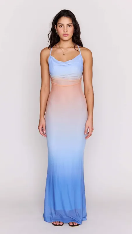 Ombre Cowl Neck Mesh Maxi Dress sold by MINKPINK