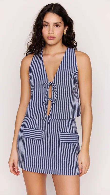 Pinstripe Tie Front Vest Top made by MINKPINK