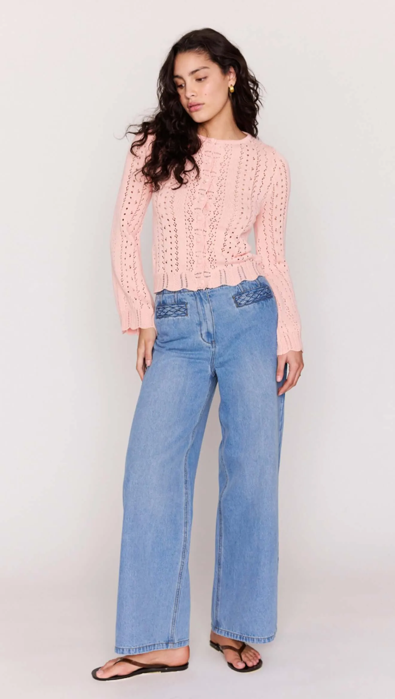Soft Pink Cotton Pointelle Cardigan sold by MINKPINK product image thumbnail 2