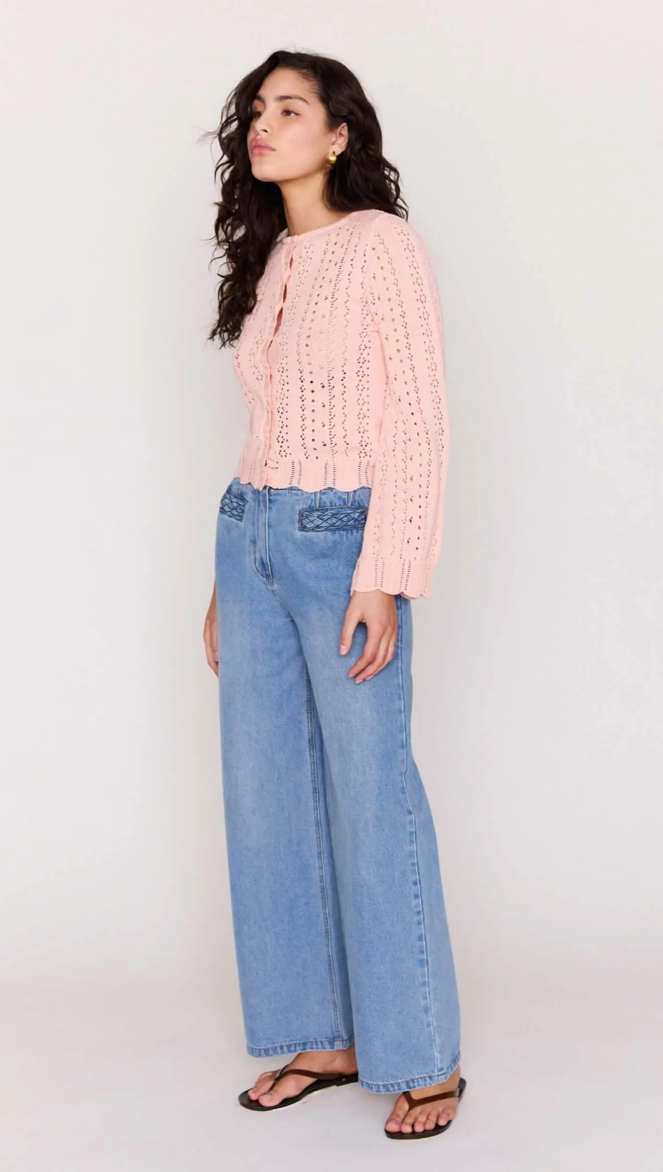 Soft Pink Cotton Pointelle Cardigan sold by MINKPINK product image thumbnail 3