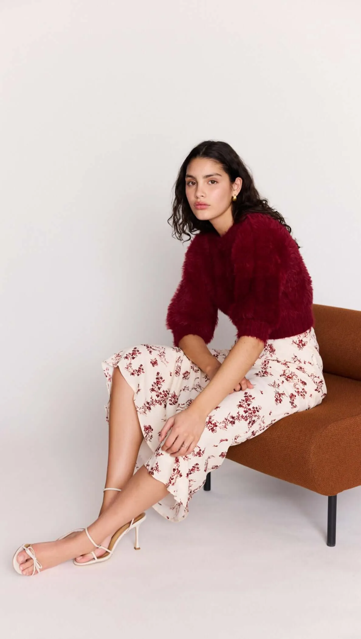 Cream Floral Toile Bias Cut Maxi Skirt sold by MINKPINK