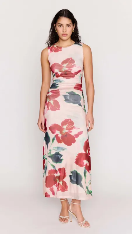 Pink Floral Mesh Midi Dress made by MINKPINK