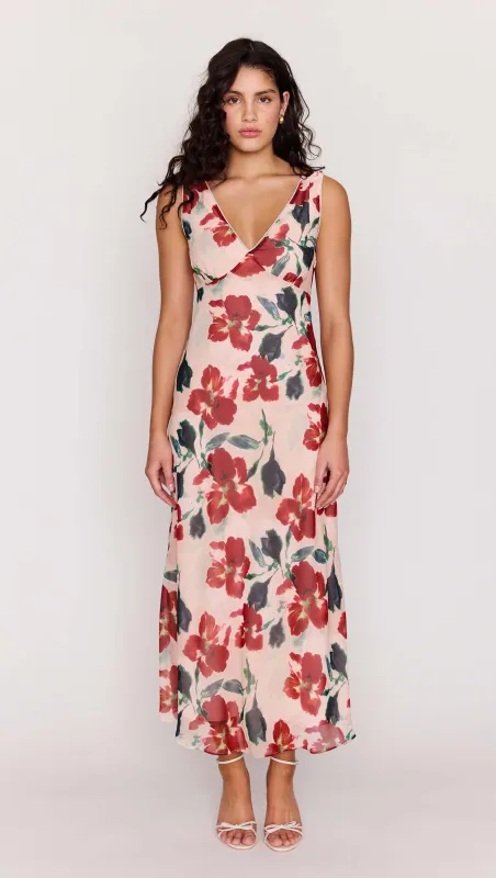 Pink Floral Bias Midi Dress made by MINKPINK