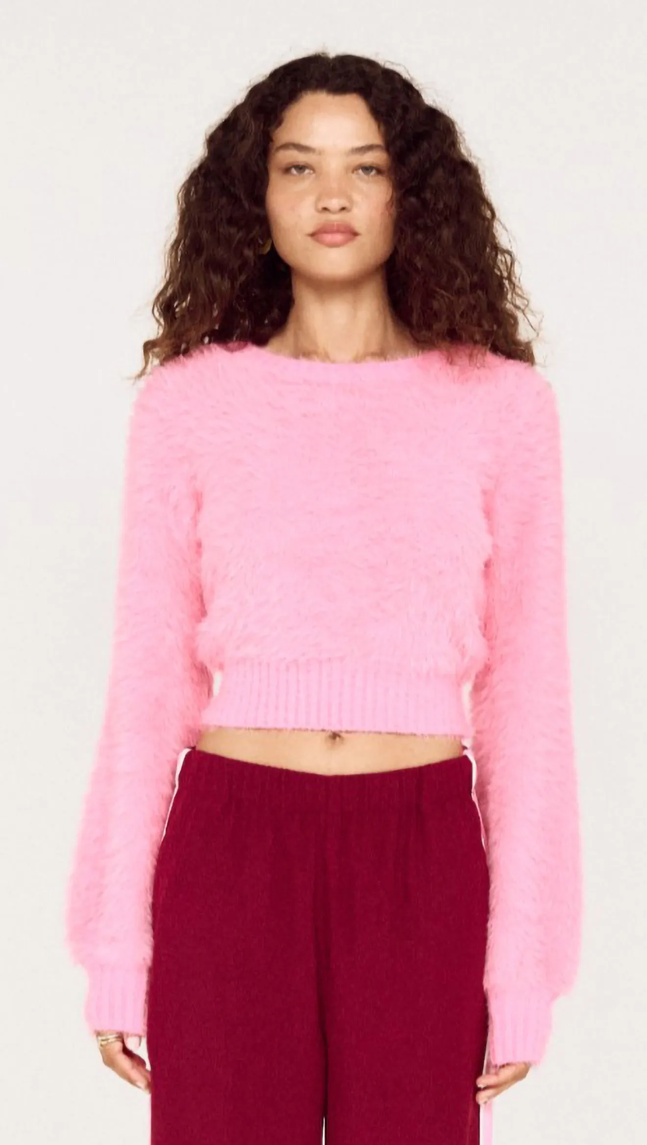 Clio Cropped Fuchsia Pink Fluffy Jumper sold by MINKPINK product image thumbnail 2
