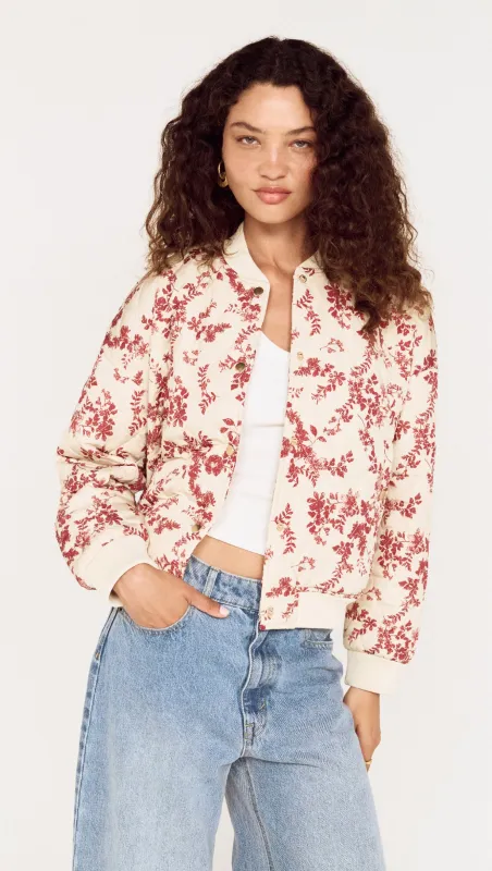 Autumn Floral Quilted Puffer Jacket made by MINKPINK