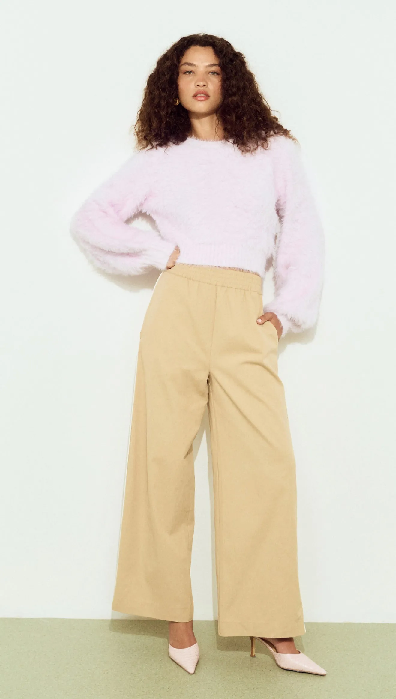Beige Wide Leg Side Stripe Pant sold by MINKPINK