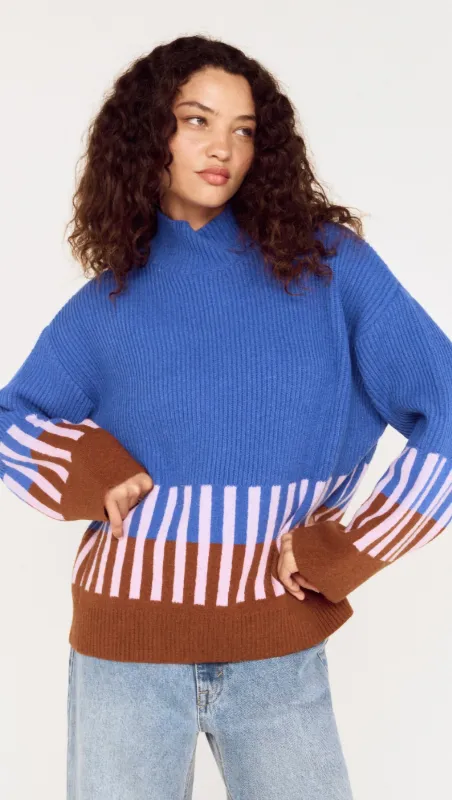 Cobalt Blue Intarsia Detail Jumper made by MINKPINK