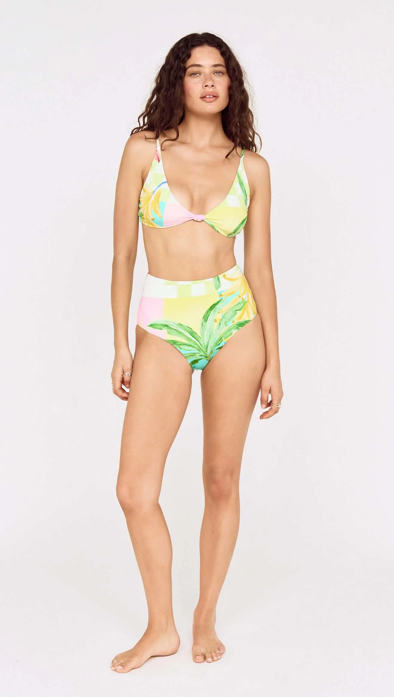 Palm Print High Waisted Bikini Bottom sold by MINKPINK