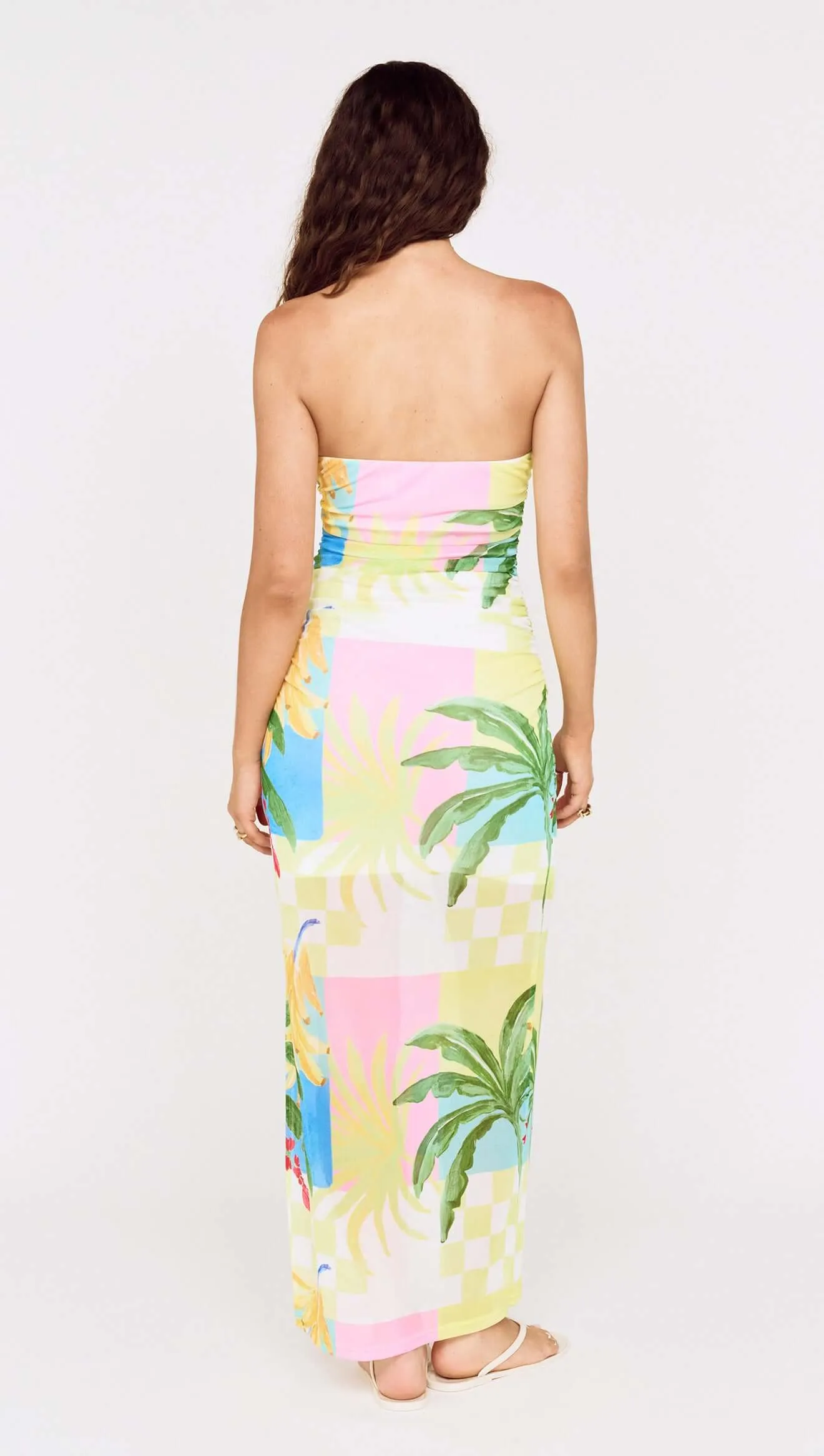 Palm Print Mesh Strapless Midi Dress sold by MINKPINK product image thumbnail 5