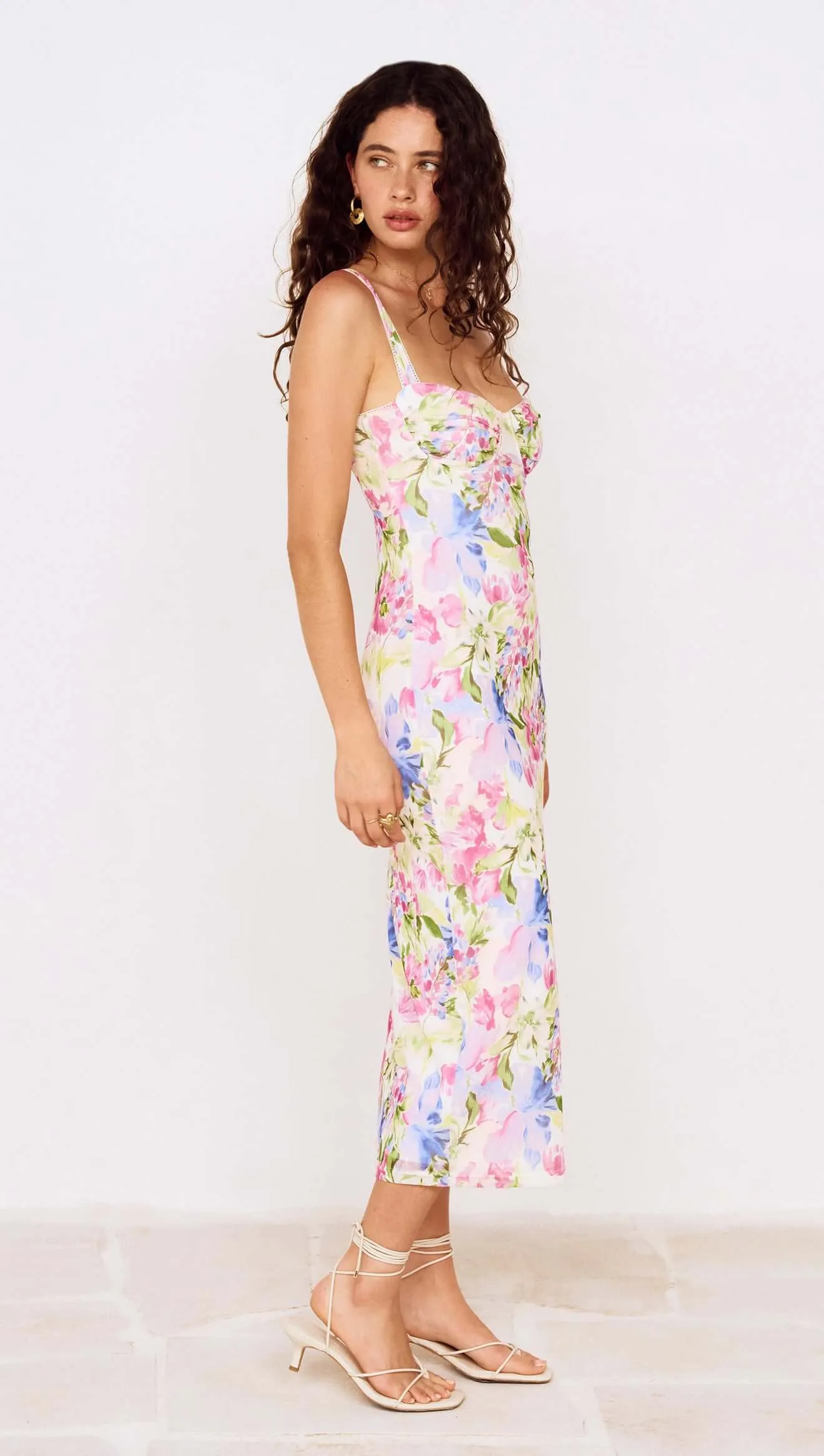 Watercolour Floral Mesh Midi Dress sold by MINKPINK product image thumbnail 4