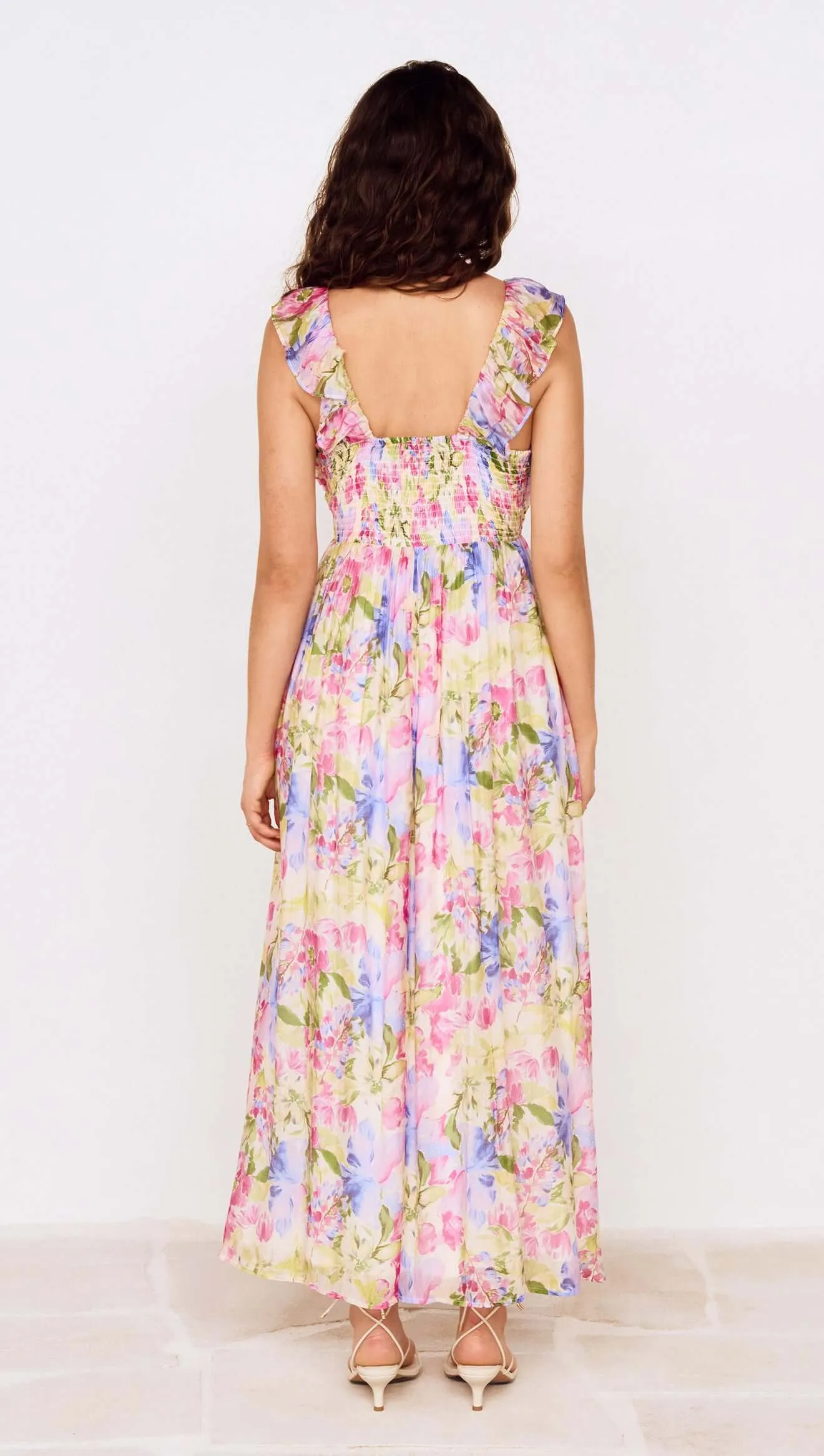 Watercolour Floral Ruffle Maxi Dress sold by MINKPINK product image thumbnail 4