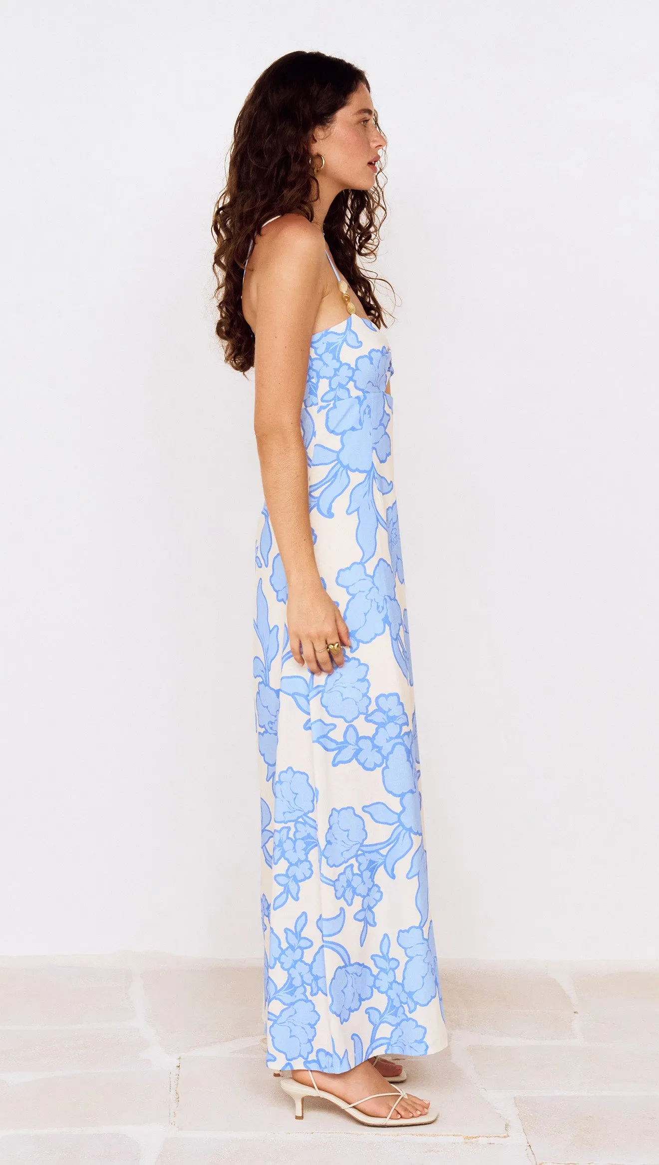 Blue Floral Twist Front Maxi Dress with Side Split sold by MINKPINK product image thumbnail 5