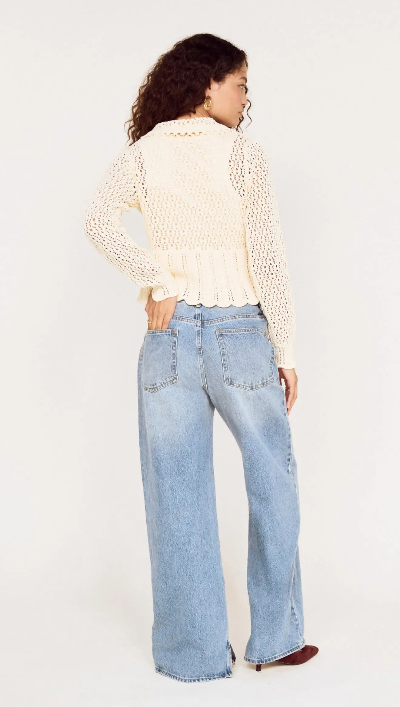 Cream Pointelle Knit Cardi with Tie Front sold by MINKPINK product image thumbnail 4