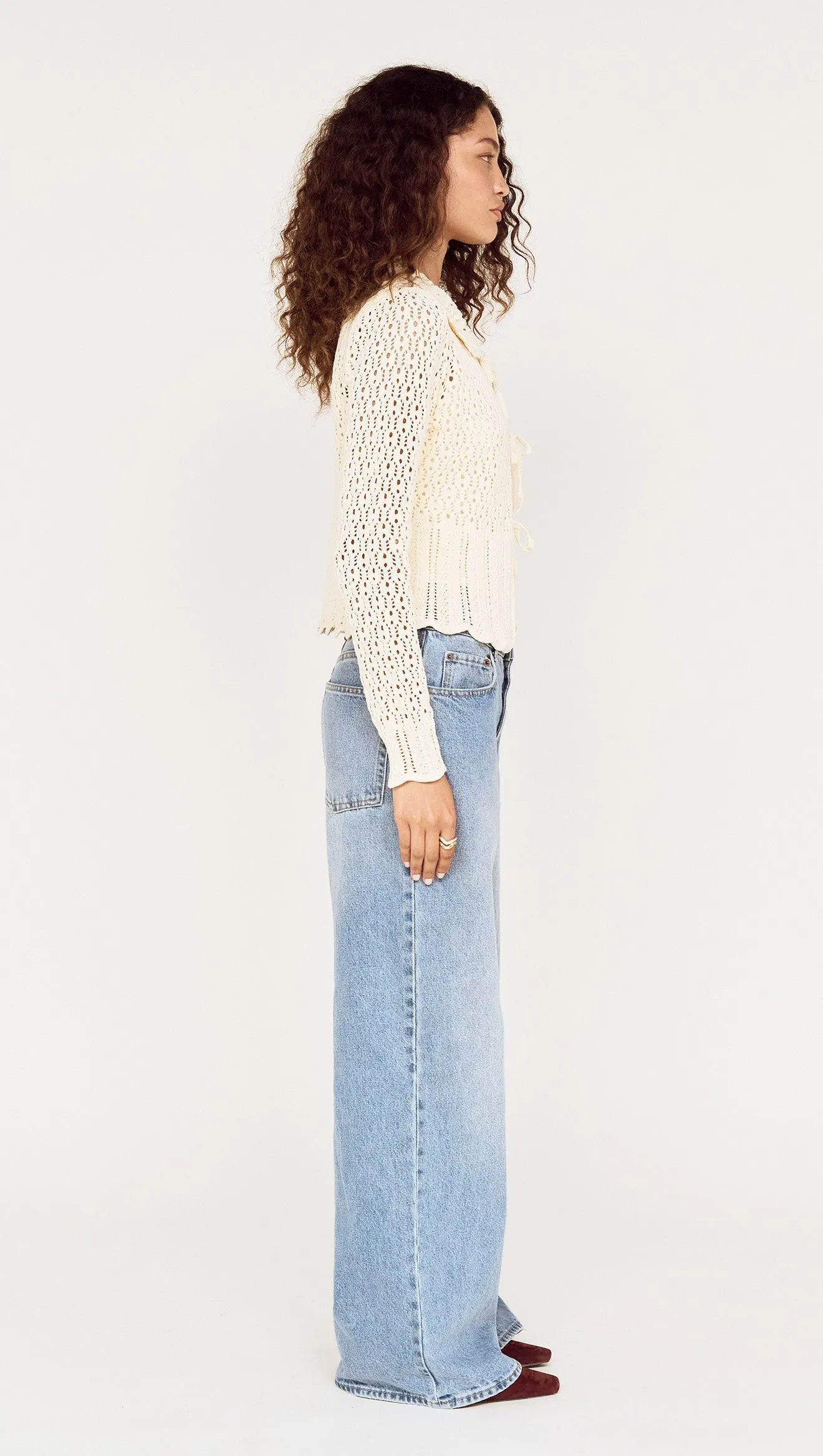 Cream Pointelle Knit Cardi with Tie Front sold by MINKPINK product image thumbnail 3