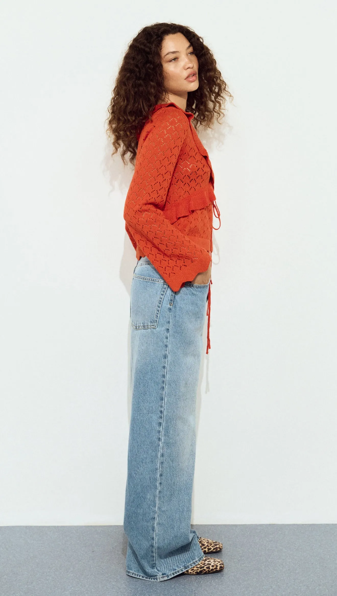 Burnt Orange Pointelle Tie Front Top sold by MINKPINK product image thumbnail 3