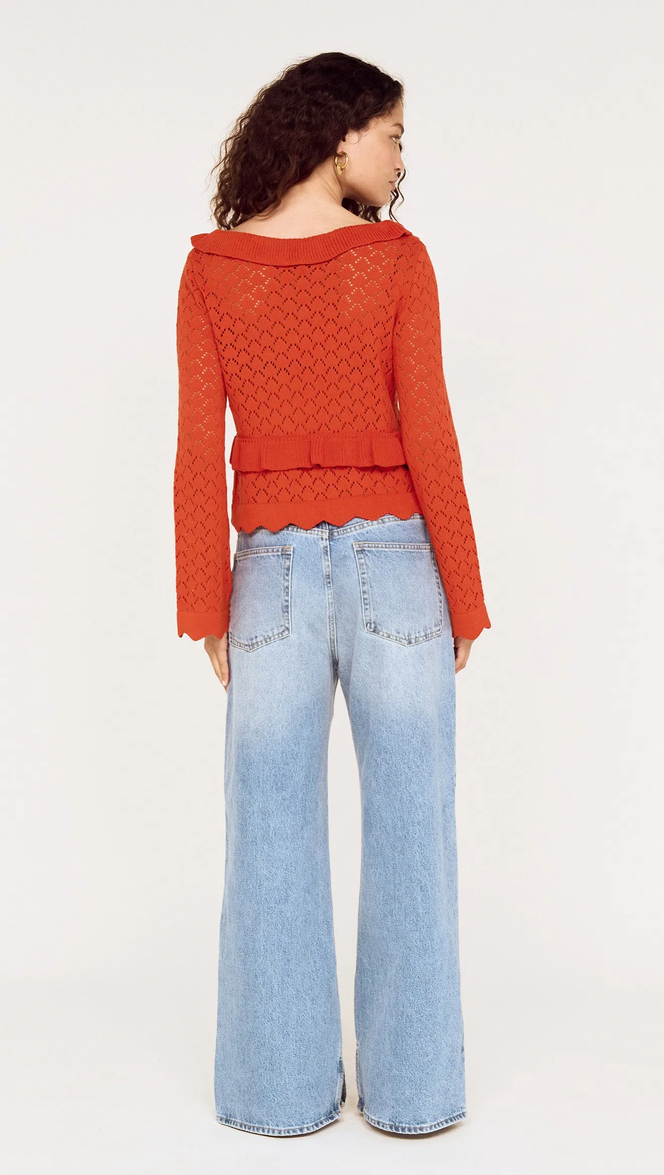 Burnt Orange Pointelle Tie Front Top sold by MINKPINK product image thumbnail 4