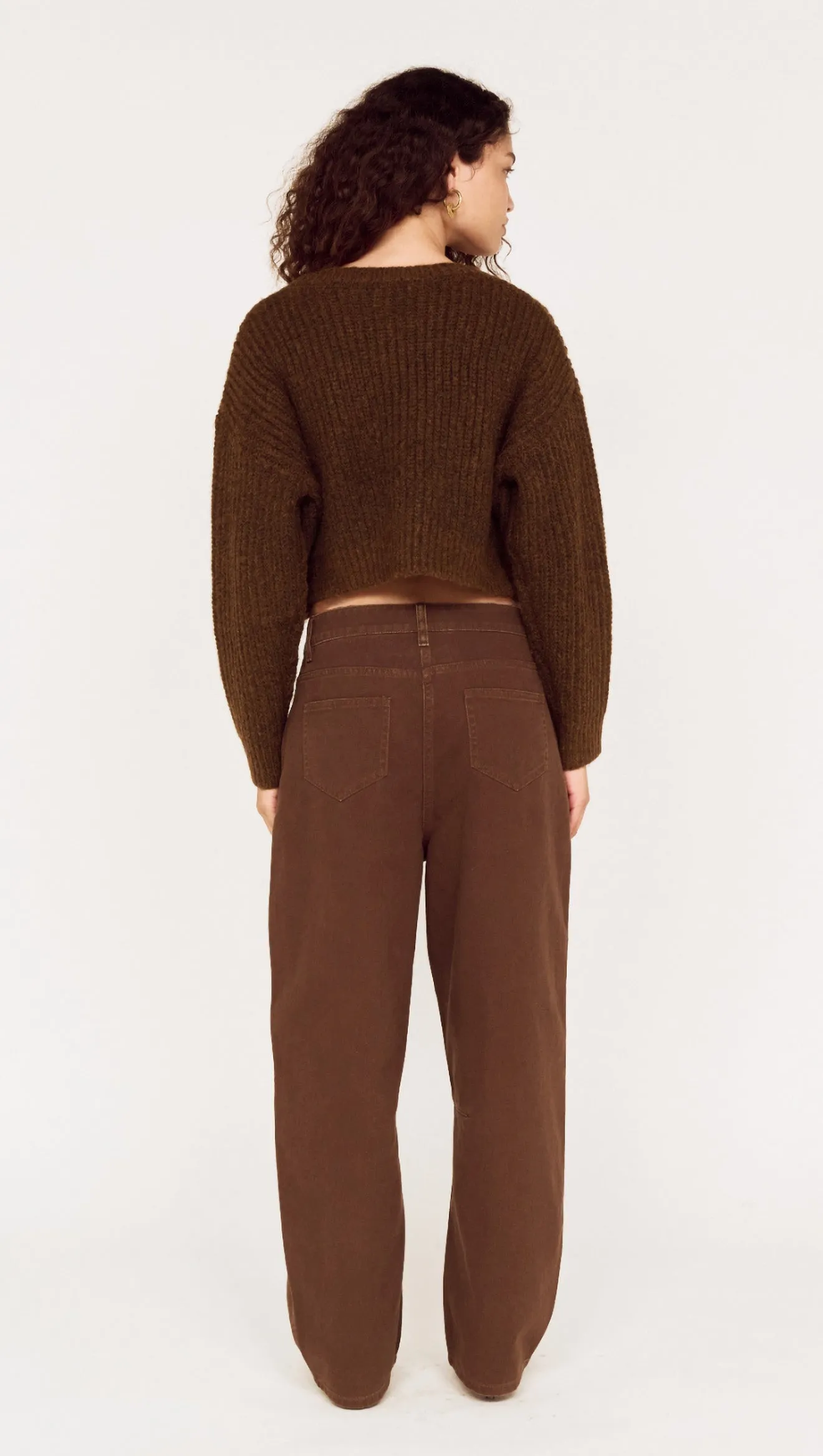 Brown Cropped Cardigan with Gold Button Detail sold by MINKPINK product image thumbnail 4