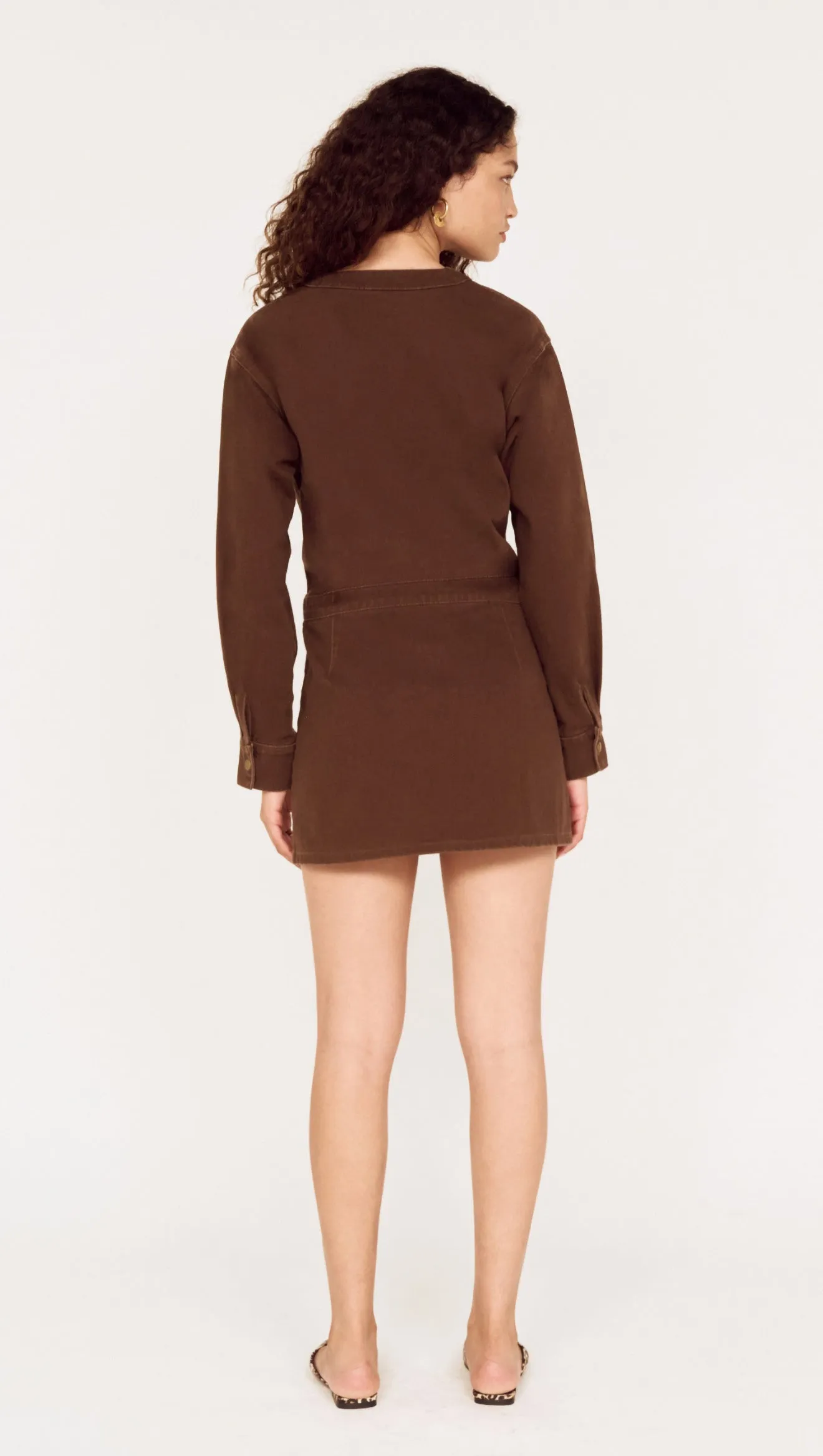 Brown Denim Wrap Mini Dress sold by MINKPINK product image thumbnail 4