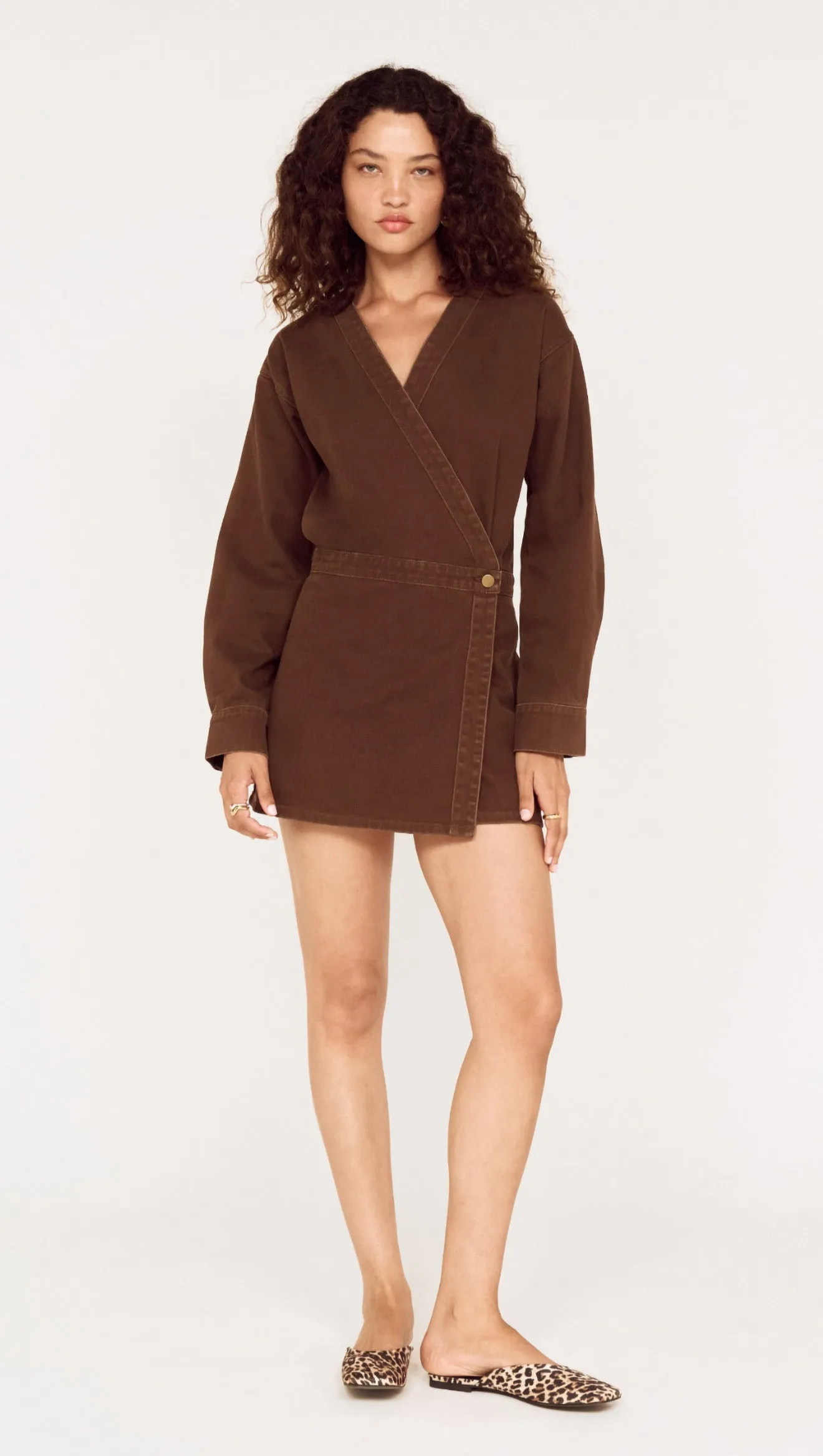Brown Denim Wrap Mini Dress sold by MINKPINK product image thumbnail 2