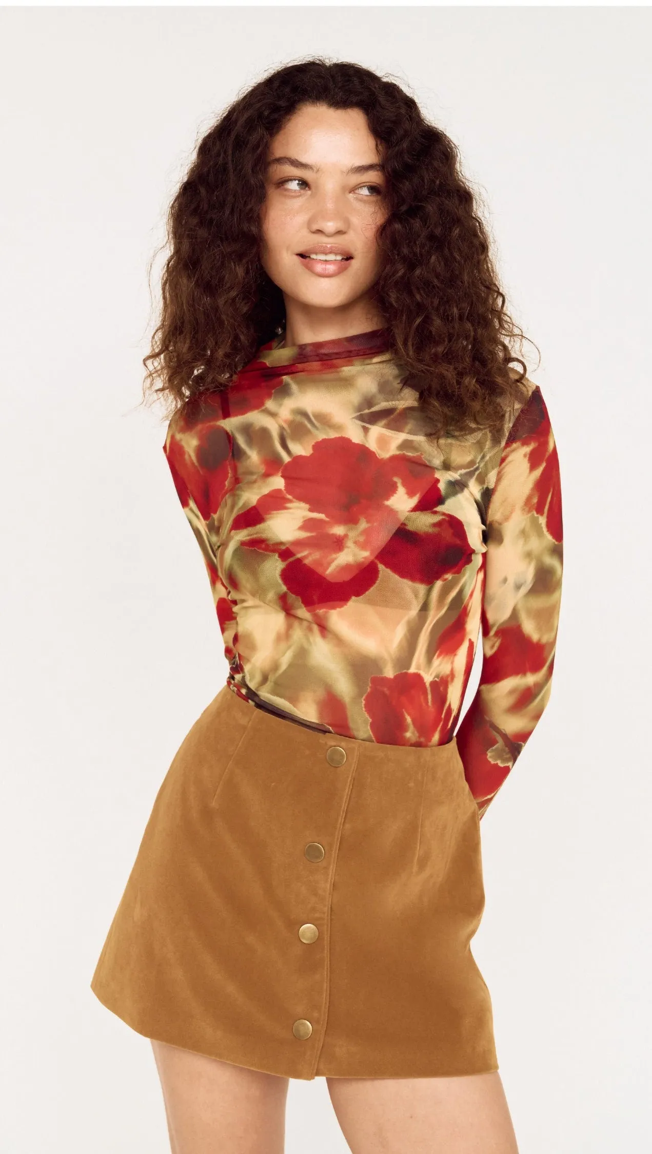 Button Front Faux Sude Mini Skirt sold by MINKPINK