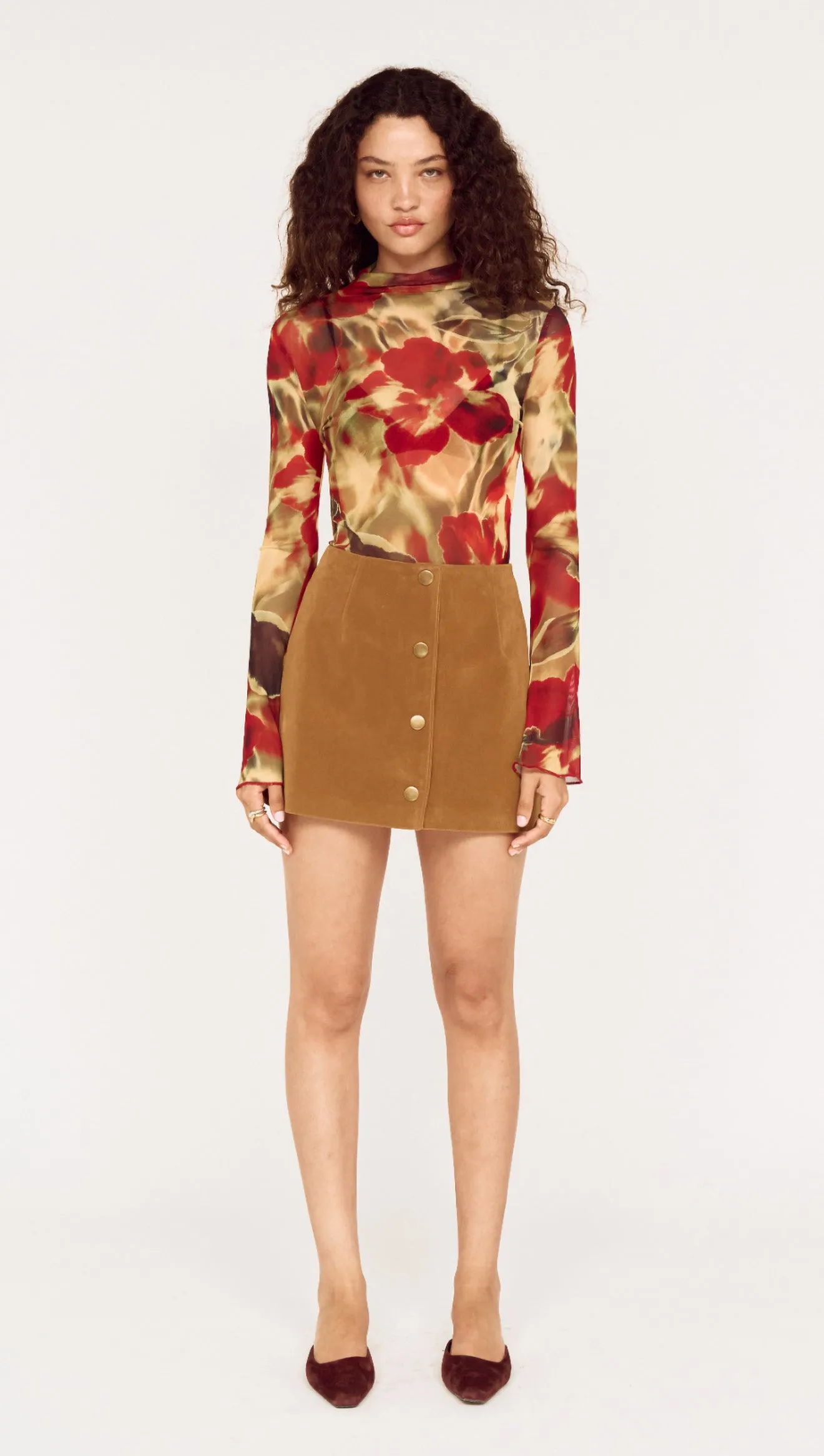 Button Front Faux Sude Mini Skirt sold by MINKPINK product image thumbnail 2