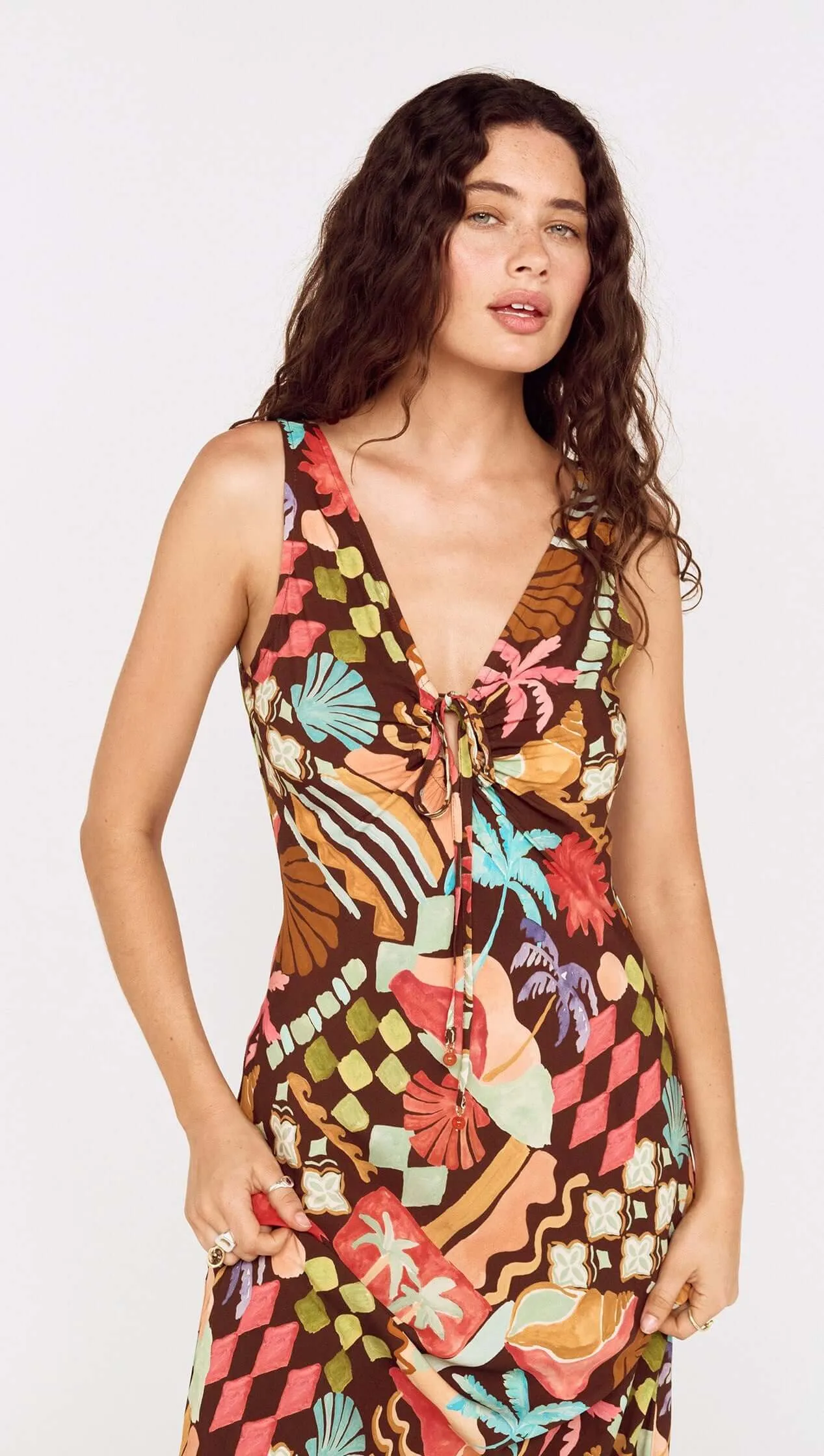 Vintage Coastal Print Keyhole Midi Dress sold by MINKPINK product image thumbnail 4