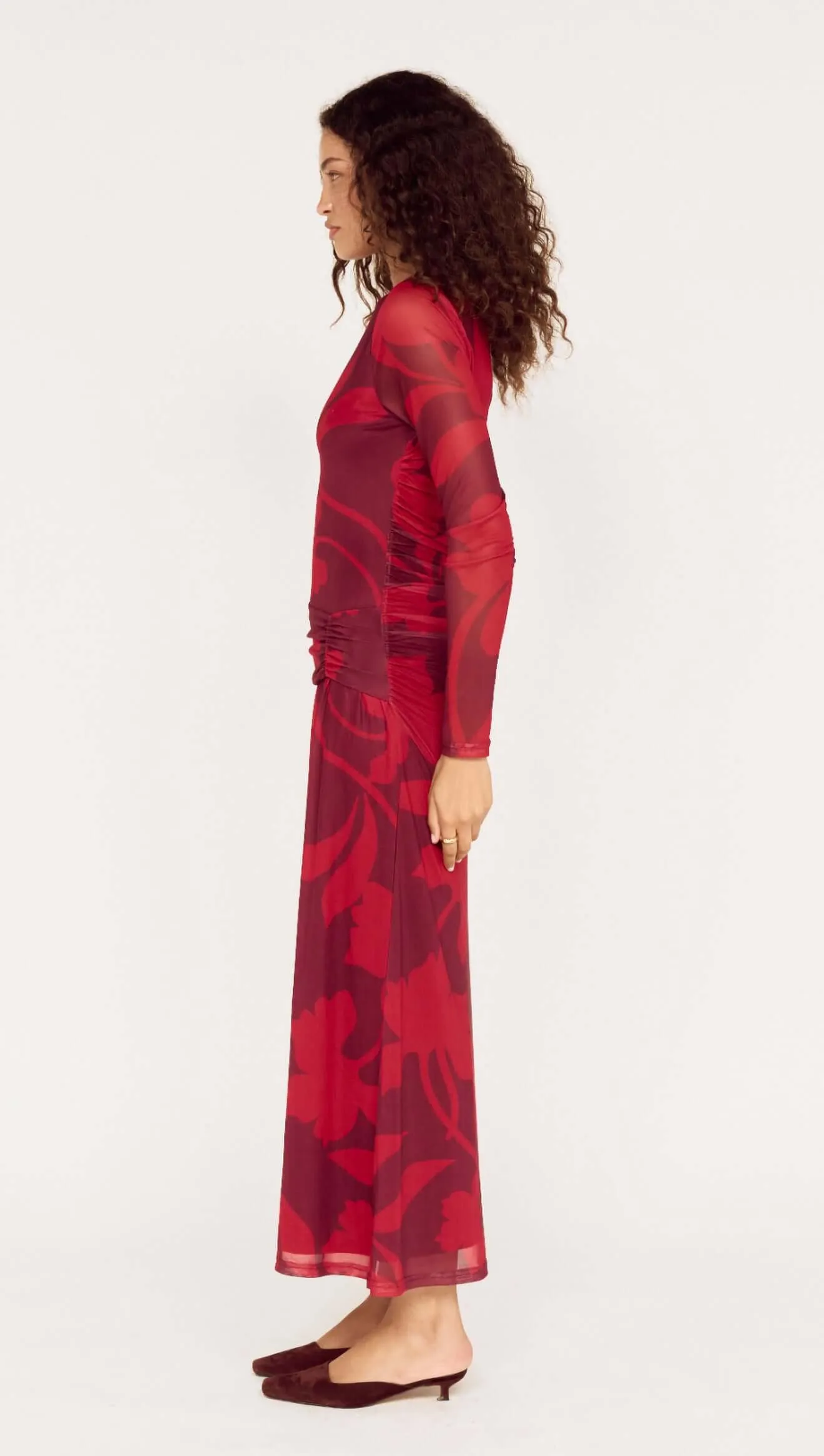 Oversized Floral Mesh Midi Dress with Gather Detail sold by MINKPINK product image thumbnail 5